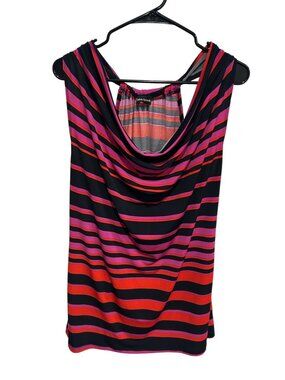 Valerie Bertinelli Striped Sleeveless Cowl Neck Top Size Medium Preppy Chic